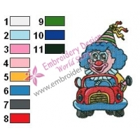 Clown Car Embroidery Design